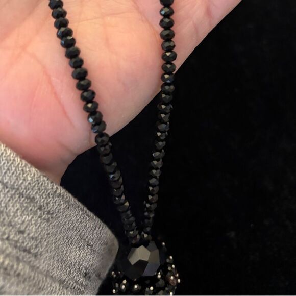 Vintage Austrian Crystal flapper necklace w black crystals - Picture 6 of 12